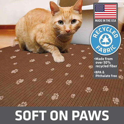 Drymate Original Cat Litter Mat, Contains Mess from Box, Protects Floors, Urine-Proof, Machine Washable, Soft on Kitty Paws, Absorbent, Waterproof (USA Made, Recycled Content) (28"x36")(BrownTanPaw)