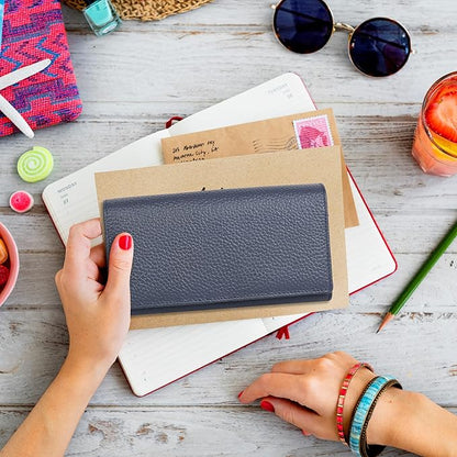 Ozora Multi Card Holder Handmade Leather Wallet with RFID Protection & Zipper Pockets with ID Window for Women
