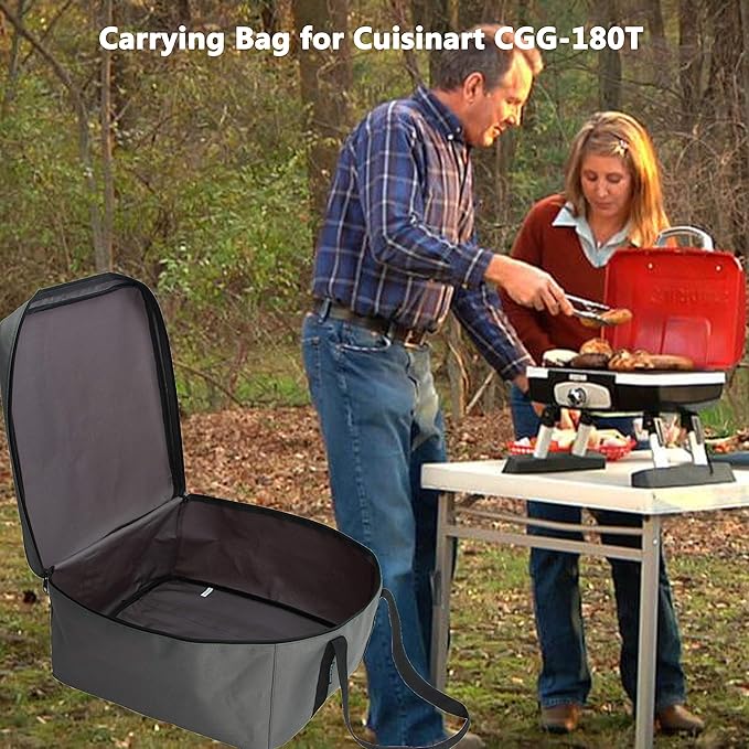 KISLANE Carrying Bag for Cuisinart CGG-180T Grill, Portable Grill Bag for Outdoor Gourmet Grill, Tabletop Grill Storage Bag for Cuisinart CGG-180T (Grey)