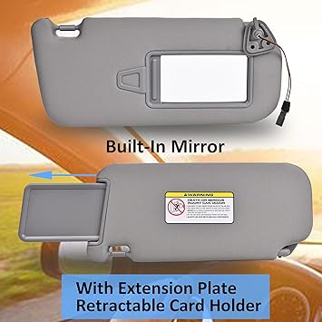 Elantra Sun Visor US Version Right Passenger Side Fit for 2007-2010 Hyundai Elantra Replace OE 852022H0208M Gray Fabric (Right Passenger Side)