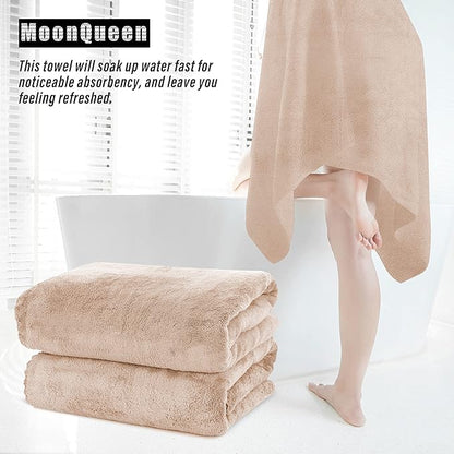 MOONQUEEN 6 Pack Premium Bath Towel Set - Quick Drying - Microfiber Coral Velvet Highly Absorbent Towels - Multipurpose Use as Bath Fitness, Bathroom, Shower, Sports, Yoga Towel (Brown)