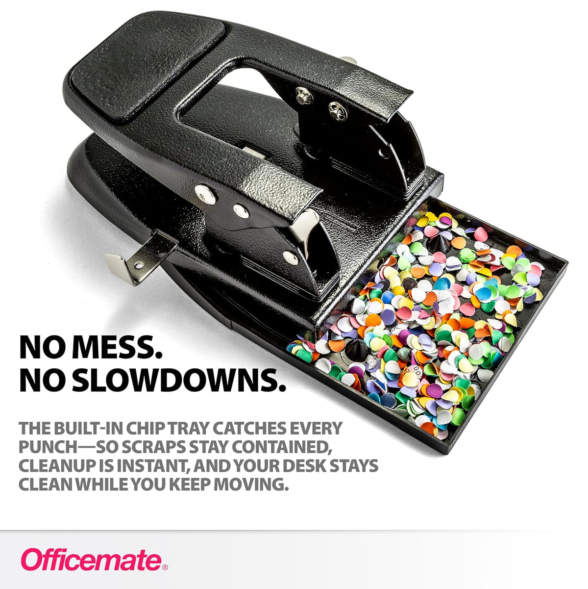 Heavy Duty 2-Hole Punch, Padded Handle, Black, 50-Sheet Capacity (prong fasteners missing)