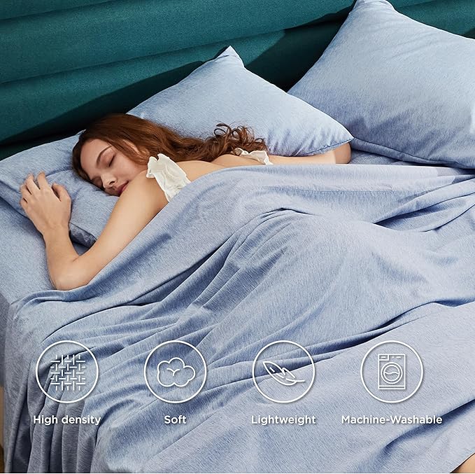 Bedsure Queen Sheet Set - 4 Pieces, Soft  Cooling Queen Sheets, Luxury Cationic Dyed, Deep Pockets  Easy-Fit, Breathable  Wrinkle Free, Blue