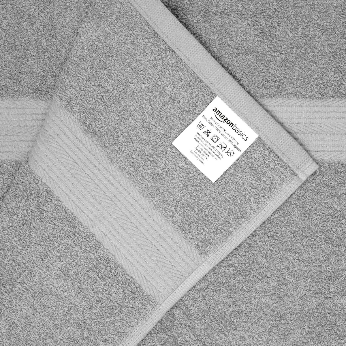 Basics 6-Piece Fade-Resistant 100% Cotton Towel Set for Bathroom, Soft and Absorbent, 2 Bath Towels, 2 Hand Towels, 2 Washcloths, Gray