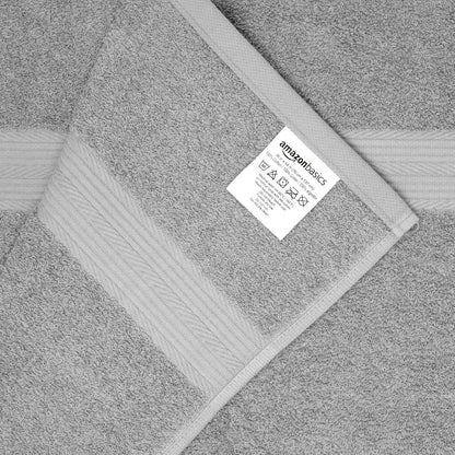 Basics 6-Piece Fade-Resistant 100% Cotton Towel Set for Bathroom, Soft and Absorbent, 2 Bath Towels, 2 Hand Towels, 2 Washcloths, Gray