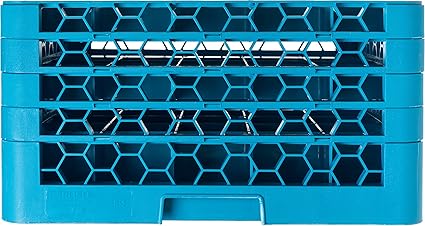 Carlisle FoodService Products RG25-414 OptiClean 25 Compartment Glass Rack with 4 Extenders, 10.3", Polypropylene, Blue