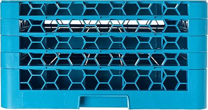 Carlisle FoodService Products RG25-414 OptiClean 25 Compartment Glass Rack with 4 Extenders, 10.3", Polypropylene, Blue