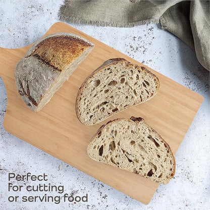 BambooMN Bamboo Paddle Cutting and Serving Board, Charcuterie Boards for Meat, Vegetables, Fruits, Bread, Kitchen Cutting Board with Handle - 15" x 8" x 0.75" - 1 Piece