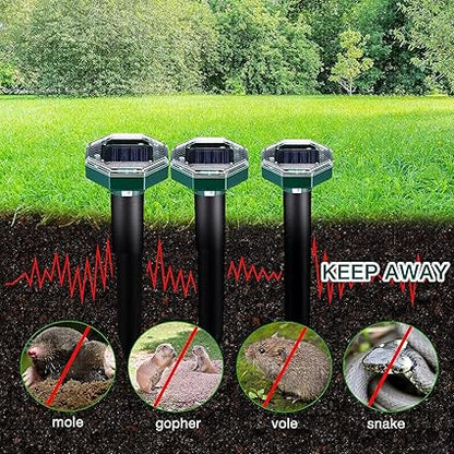 Snake Repeller Outdoors Camping, Ultrasonic Waterproof Vole Mole Repellent Solar Powered, Soinc Gopher Groundhog Chipmunk Repellent for Lawn Garden, Square 1 Pack