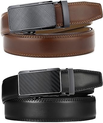CHAOREN Mens Dress Belt Leather 2 Pack - Mens Ratchet Belt for Dress Shirt and Pants Every Occasion (32mm)