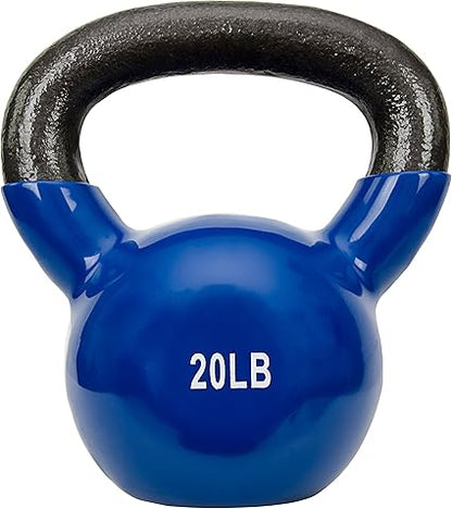 Sunny Health  Fitness Vinyl Coated Kettlebell for Strength Weight Training  Swinging Exercise - In 5, 10, 15, 20, 25 Pound