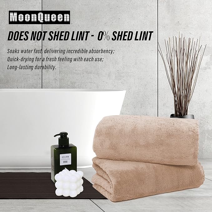 MOONQUEEN 6 Pack Premium Bath Towel Set - Quick Drying - Microfiber Coral Velvet Highly Absorbent Towels - Multipurpose Use as Bath Fitness, Bathroom, Shower, Sports, Yoga Towel (Brown)