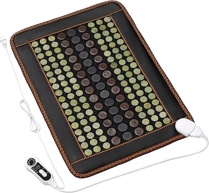Far Infrared Heating Pad, Natural Jade and 2 Different Tourmaline Heating Pad, Electric Heating Pads for Back Neck Shoulders and Abdomen, Auto Shut Off Function, 30.7" X 20.8"