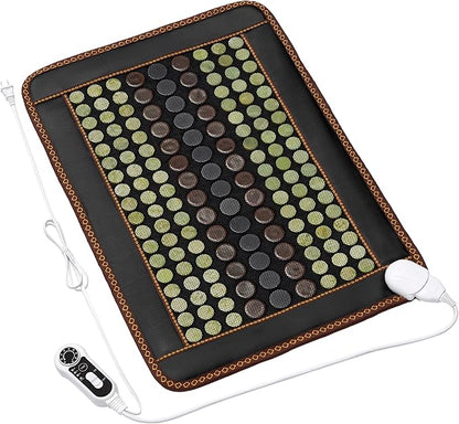 Far Infrared Heating Pad, Natural Jade and 2 Different Tourmaline Heating Pad, Electric Heating Pads for Back Neck Shoulders and Abdomen, Auto Shut Off Function, 30.7" X 20.8"