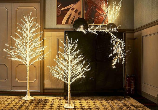 Hairui Lighted White Tree Plug in 4FT 430 LED Artificial Twig Tree with Lights for Christmas Holiday Wedding Room Decorations Indoor Outdoor Use