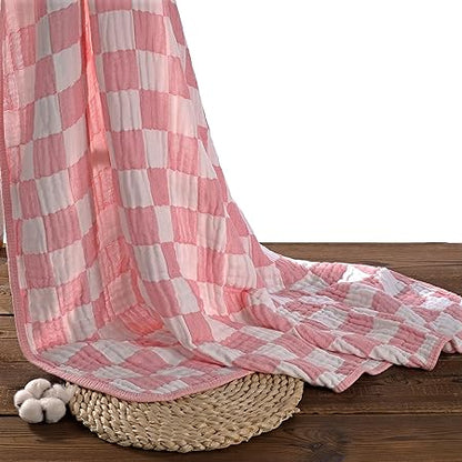 Ultra Soft Muslin Baby Blanket, Made of Viscose from Bamboo and Muslin from Cotton, A Versatile Swaddle and Bed Blanket for Babies, Toddlers, Boys, and Girls (1 Pack).