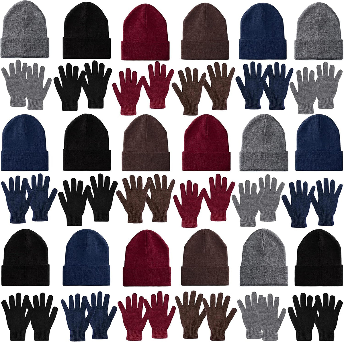 Moda West - 11 Winter Gloves Pairs,- Cold Weather, Emergencies, Homeless, Charity ( 2Red-2Gray-3Black-2Blue-2Brown )