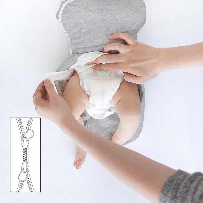 SwaddleDesigns Omni Swaddle Sack Arms Up Half-Length Sleeves  Mitten Cuffs, Easy Swaddle Transition, Heathered Gray, 0-3 Mo