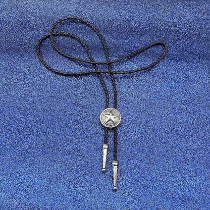 BRBAM Retro Style Western Cowboy Lone Star Bolo Tie Texas Symbol Leather Bolo Tie for Men