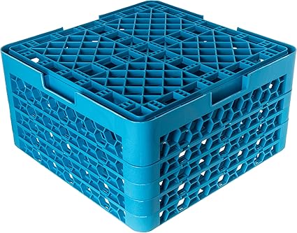 Carlisle FoodService Products RG25-414 OptiClean 25 Compartment Glass Rack with 4 Extenders, 10.3", Polypropylene, Blue
