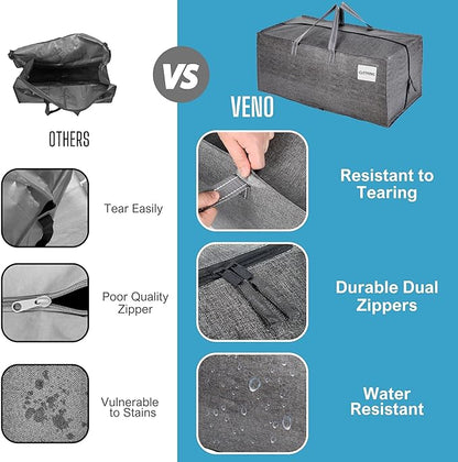 VENO 8 Pack Moving Bags wBackpack Straps, Heavy Duty, Moving Boxes Alternative, Packing Supplies, Large Storage Totes for Dorm Room Essentials with Zipper for Clothes (Gray, 8 Pack)