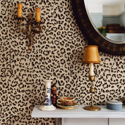 HueBurst 17.3"x480" Leopard Peel and Stick Wallpaper Leopard Contact Paper Self Adhesive Brown Removable Waterproof Contact Paper Art DIY Wallpaper for Bedroom Living Room Furniture