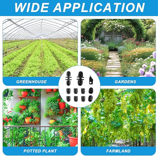 8x12 Inch Drip Irrigation Fittings End Caps2x12 Inch to 14 Inch Locked Barbed Six Hose Connectors 12 Inch Irrigation Fittings End Plugs for (12'' ID x 0.60-0.63'' OD)16mm Drip Tubing Connectors