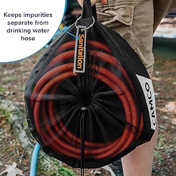Camco Rhino 25Ft Clean-Out Camper & RV Black Water Hose - Features a Heavy-Duty PVC Design & Bright Orange Color - Clean-Out Camper Black Water, Grey Water or Tote Tanks - 5/8 Inside Diameter (22990)