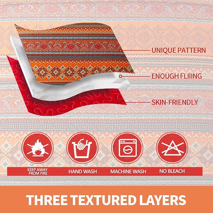 TWINRUN Cotton King Quilt Bedding Set, Reversible Lightweight King Bedspread, Farmhouse King Size Quilt Bedding Sets King Quilt Suitable for All Season (3 Piece)