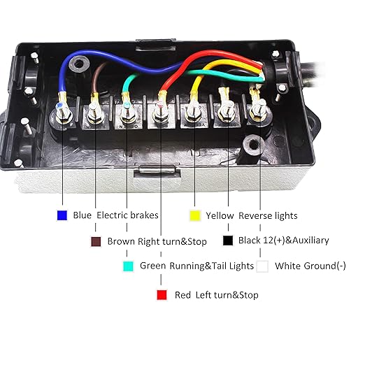 X-Haibei 7 Way Trailer Plug Inline Cord 8 Feet Connector Cord 7 Pin Wiring Harness with 7 Gang Waterproof Junction Box Black