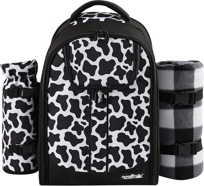 apollo walker Picnic Backpack Bag for 2 Person with Cooler Compartment, Detachable BottleWine Holder, Fleece Blanket, Plates and Cutlery Set (2 Person, Black)