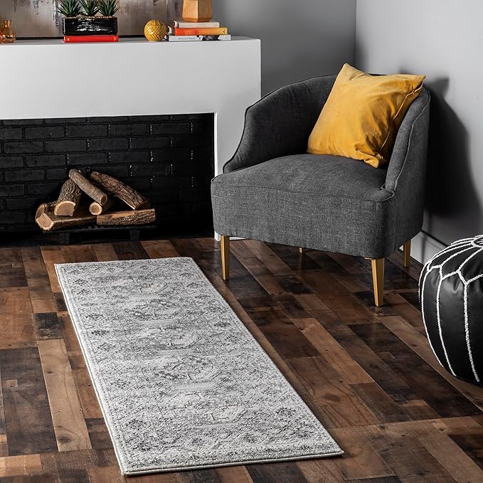 nuLOOM Shea Vintage Runner Rug, 2' x 6', Gray