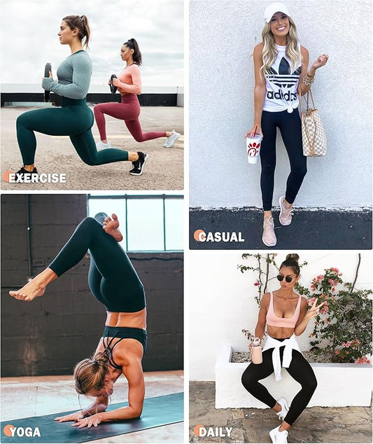 NEW YOUNG 3 Pack Leggings with Pockets for Women,High Waisted Tummy Control Workout Yoga Pants