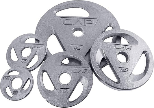 CAP Barbell 2-Inch Olympic Grip Weight Plates, Single, Gray, Various Sizes