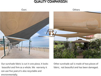 Tronssien Rectangle 12'x16' Sun Shade Sail,95 UV Blockage Canopy Awning for Outdoor Patio and Garden, Yard Activities