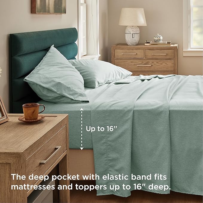 Bedsure Full Size Bed Sheets - 4 Pieces, Soft  Cooling Full Sheets, Luxury Cationic Dyed, Deep Pockets  Easy-Fit, Breathable  Wrinkle Free, Sage Green