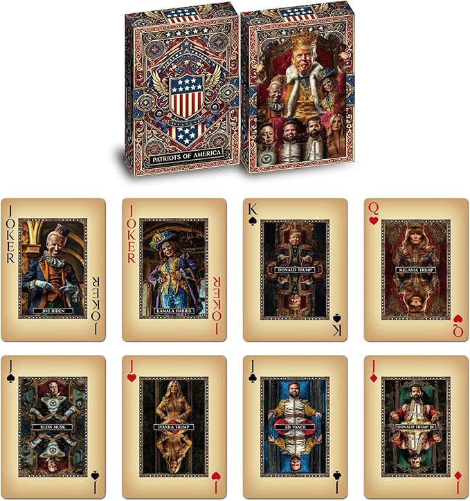 ASVP Shop Trump Playing Cards - Family  Allies - Premium Collectors Deck Featuring Donald Trump, Melania, Ivanka, Elon Musk, J.D. Vance  The Jokers Biden  Kamala Harris - Perfect for Poker Nights