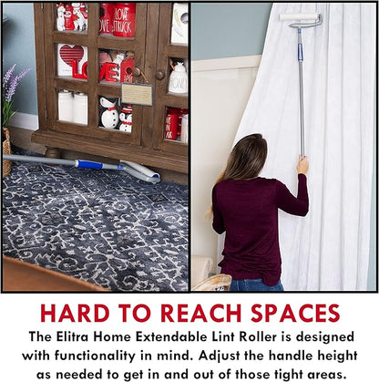 extendable Long Lint Roller 12-51 Inches Pet Hair Remover - Includes 2 Refills 180 Sheets