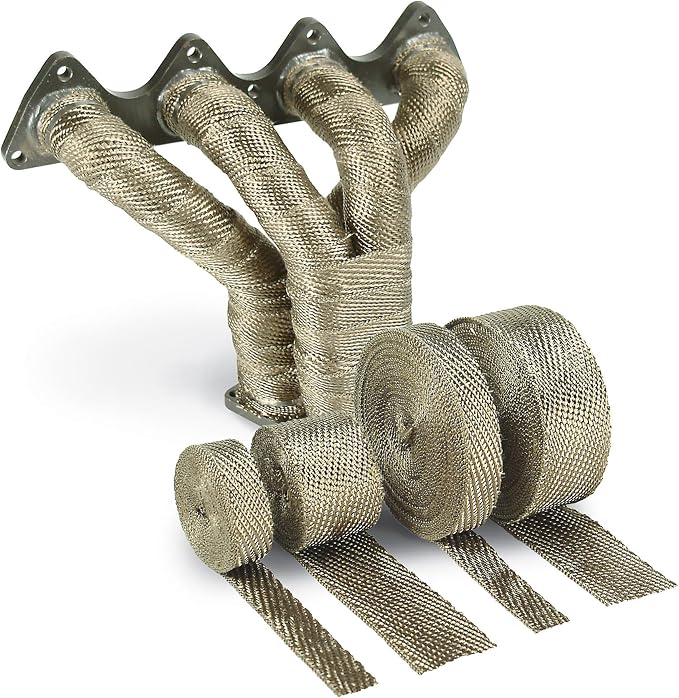 Design Engineering Titanium Exhaust Heat Wrap with Lava Rock Technology - 2" x 25' - Heat Wrap for Exhaust Pipes, Pliable Exhaust Wrap Tape, Withstands 1800°F Direct Heat & 2500°F Intermittent Heat