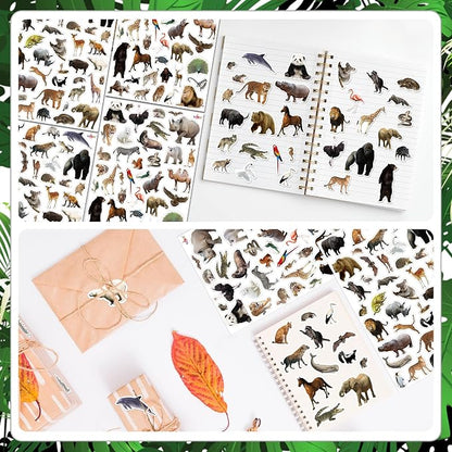 LINAYE 24 Sheets Jungle Stickers for Kids, 1032 PCS Safari Wild Zoo Animal Stickers for Scrapbooking,Water Bottles,Envelopes,Laptop Decal for Kids Boys Girls