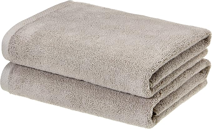 Basics - 2 Piece Quick-Dry Oversize Bath Towel, 100 Cotton, Platinum, 54" x 30"