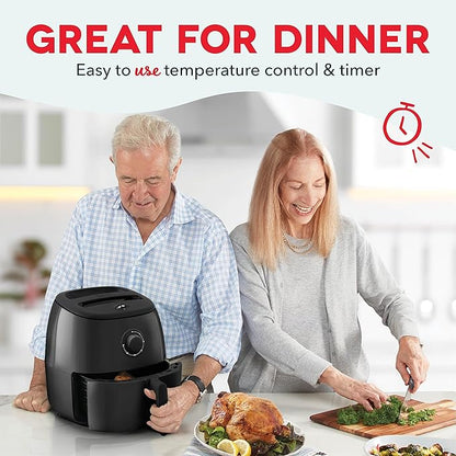 DASH Tasti-CrispN Electric Air Fryer Oven, 6 Qt. Family Size, Black Ai Compact Air Fryer with Large Basket for Healthier Food in Minutes, Ideal for Small Spaces - Auto Shut Off, Analog, 1700-Watt