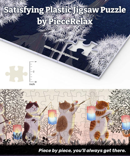 PieceRelax PieceClicks Plastic Jigsaw Puzzle for Adults 750 Pieces - Nyangsongi - Cats Night Tour - 18.8 X 18.7 Inches, Most Satisfying Table Games, No Glue Needed [U1056]