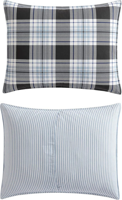 Eddie Bauer - King Comforter Set, Cotton Reversible Bedding with Matching Shams, Stylish Home Decor (Lewis Navy, King)