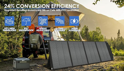 200W Portable Solar Panel Kit, Foldable Solar Charger for Camping and RV