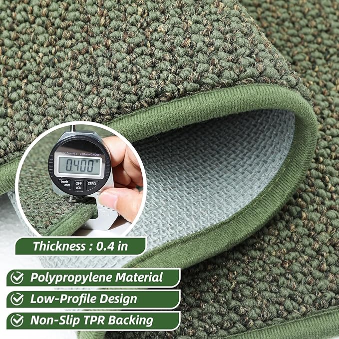 BEQHAUSE Dirt Trapper Door Mat 20" x 32", Non-Slip Washable Doormats Entrance Mat, Dirt Resistant and Absorbent Welcome Mat, Low Profile Floor Mats for Front Back Door and Entryway, Green