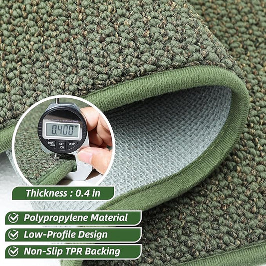 BEQHAUSE Dirt Trapper Door Mat 20" x 32", Non-Slip Washable Doormats Entrance Mat, Dirt Resistant and Absorbent Welcome Mat, Low Profile Floor Mats for Front Back Door and Entryway, Green