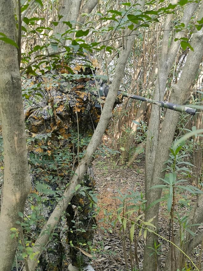 Ghillie Suit for Men, Complete Set with Full Face Mask & Gloves, Outdoor Camouflage, Turkey Hunting, Jungle Games & Halloween