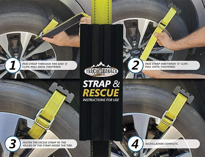 TRACGRABBER Tire Traction Device for Oversized Tires on TrucksSUVs, Set of 2 - Made in the USA, Easy to Install, Get Unstuck Fast from Snow, Mud  Sand - A Snow Traction Mat or Snow Chain Alternative