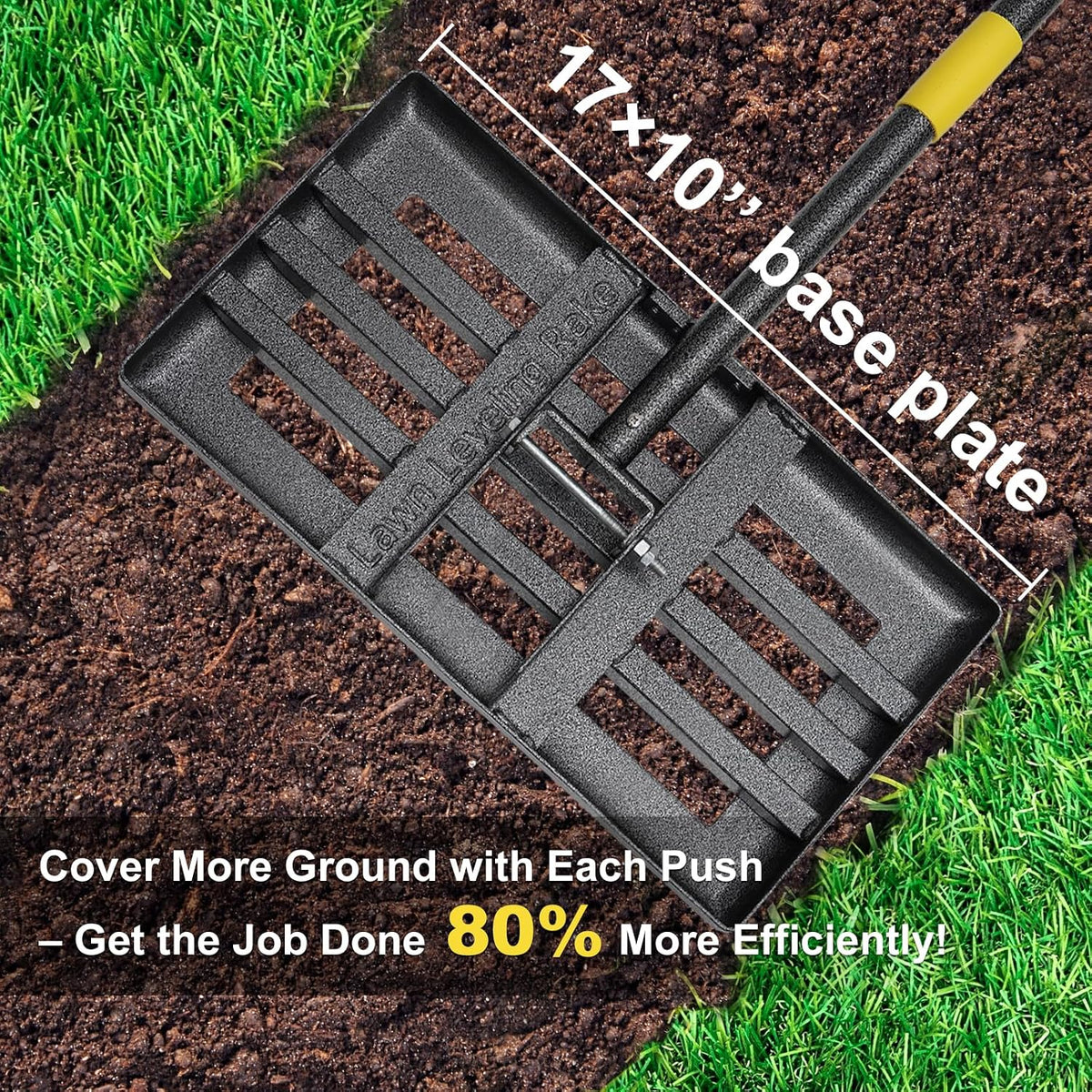 Lawn Leveling Rake - Heavy Duty 17"x10" Stainless Steel Leveler Plate (not handle stick included)